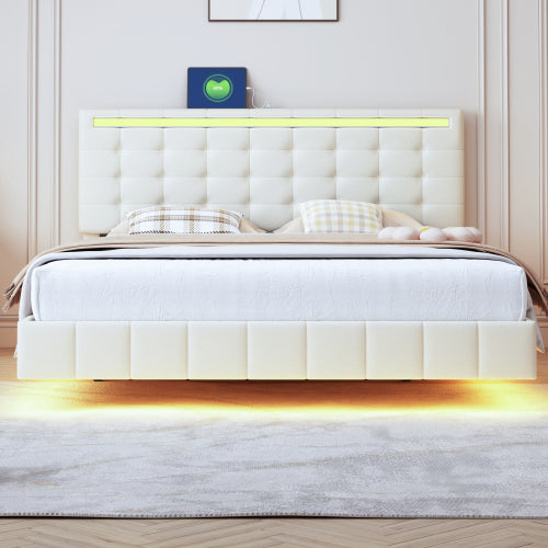 MainMall Doppelbett mit Leinenbezug
