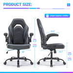 MainMall Ergonomischer Bürostuhl aus PU-Leder, drehbarer Computer- & Gamingstuhl mit Lendenstütze