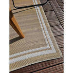 Teppich Outdoor Balkonteppich außen Balkon Terrasse beige weiß 150 x 90 cm