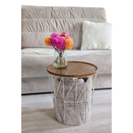 Beistelltisch warmes grau Nussbaum Rund Couchtisch 37x40 cm Metall Holz