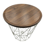 Beistelltisch warmes grau Nussbaum Rund Couchtisch 37x40 cm Metall Holz
