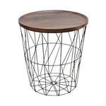 Beistelltisch Couchtisch Stauraumtisch Metalltisch mit Holzplatte Nussbaum schwarz 37x39