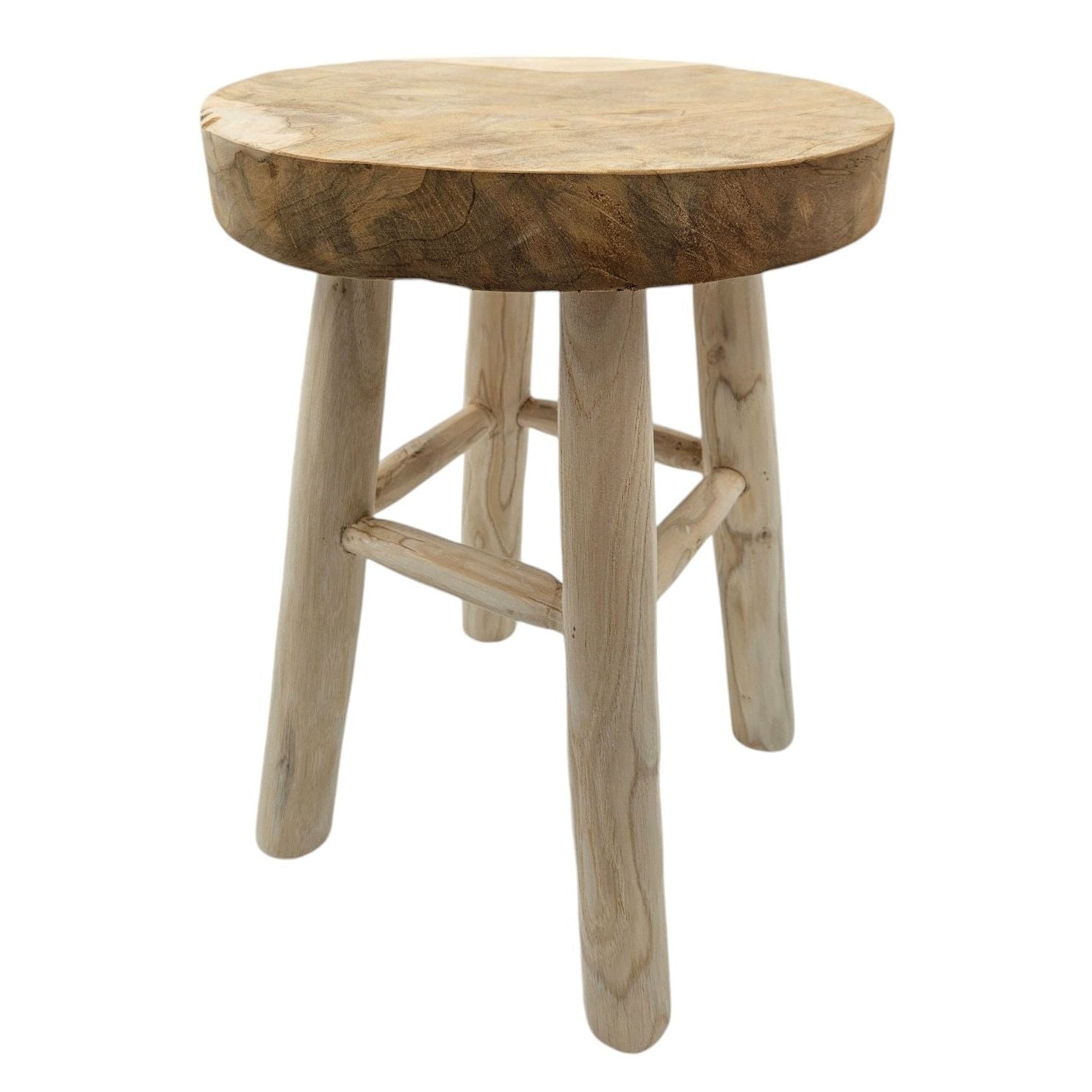 Beistelltisch Teakholz Tisch Natur rund Dekotisch Pflanzentisch Braun Holz Ø30cm