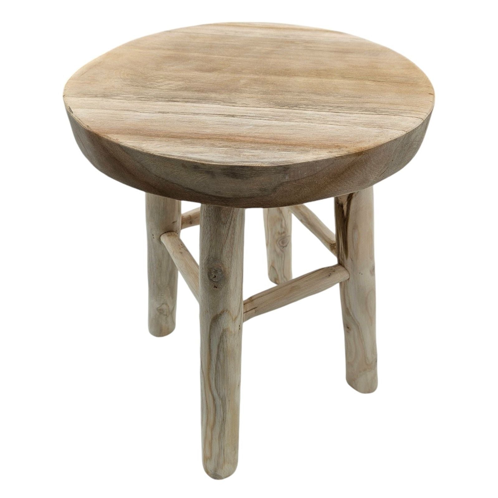 Beistelltisch Teakholz Tisch Natur rund Dekotisch Pflanzentisch Braun Holz Ø30cm