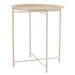 Beistelltisch Metalltisch beige rund 37x42 cm mit Tablett Tisch Ablagefläche Couchtisch