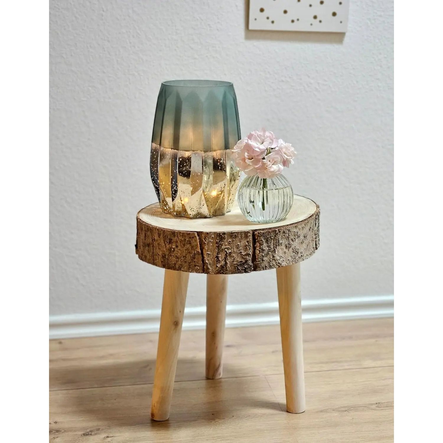 Beistelltisch Tisch kleiner Couchtisch Hocker Pflanzenhocker Baumscheibe Holz