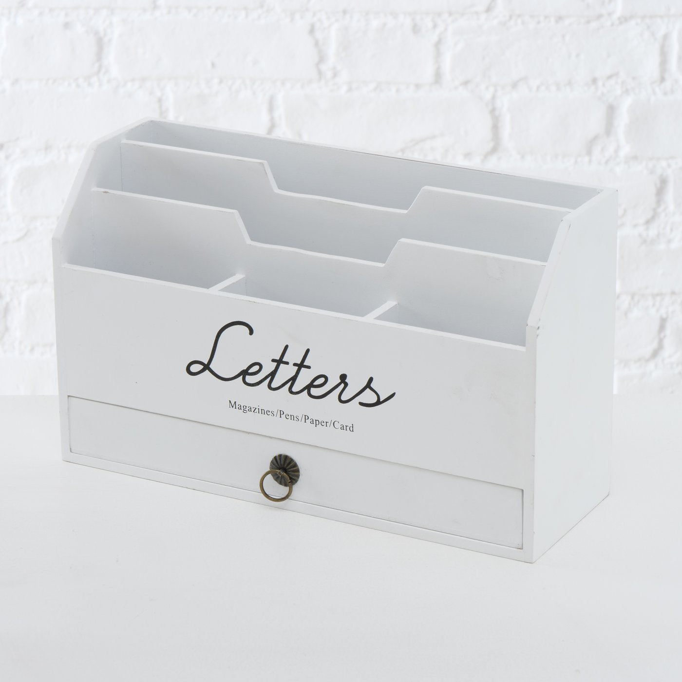 Briefständer Organizer LETTI Dokumentenhalter Schreibtisch Posthalter weiß Holz
