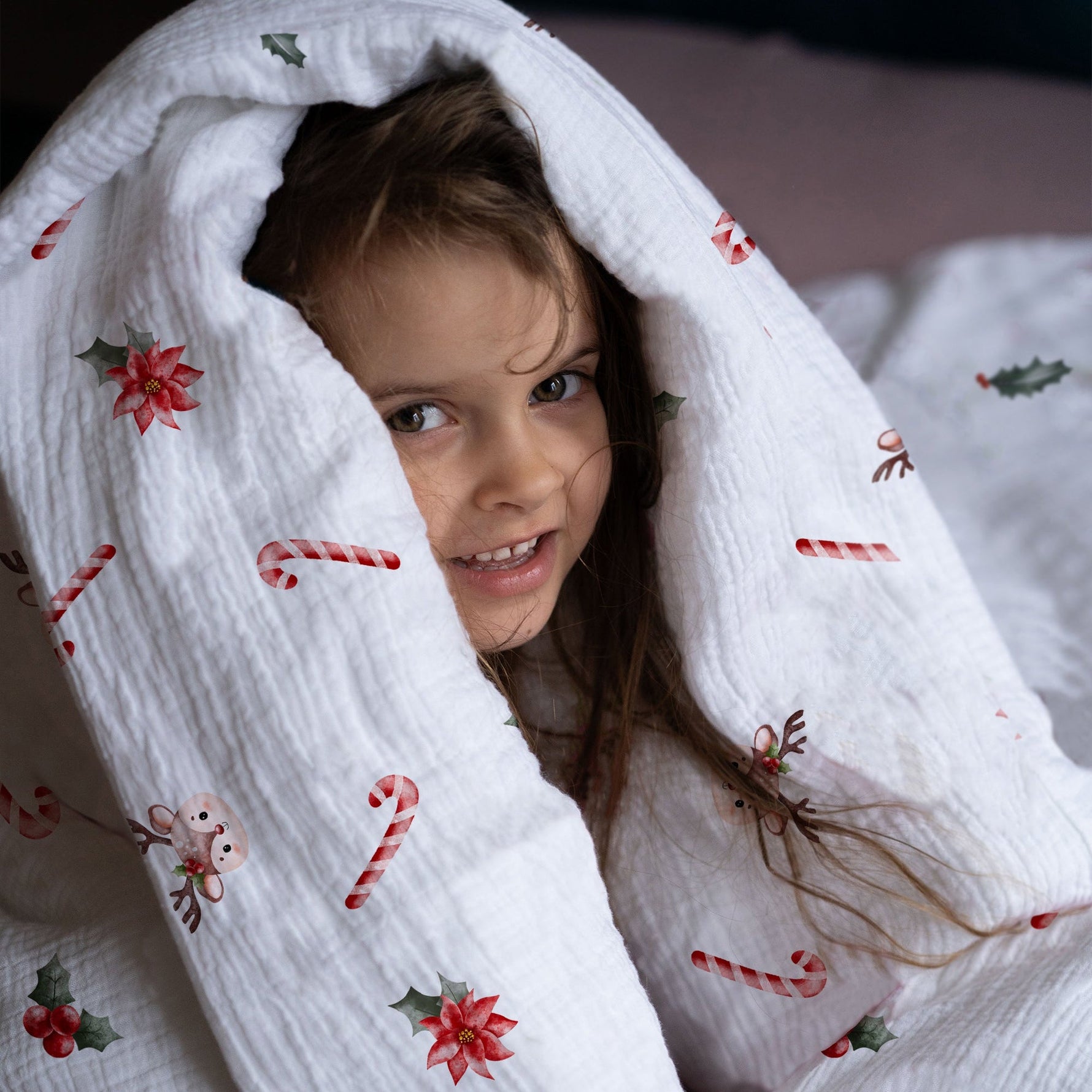 "Zuckerstangen und Rehe" Premium Kinderbettwäsche