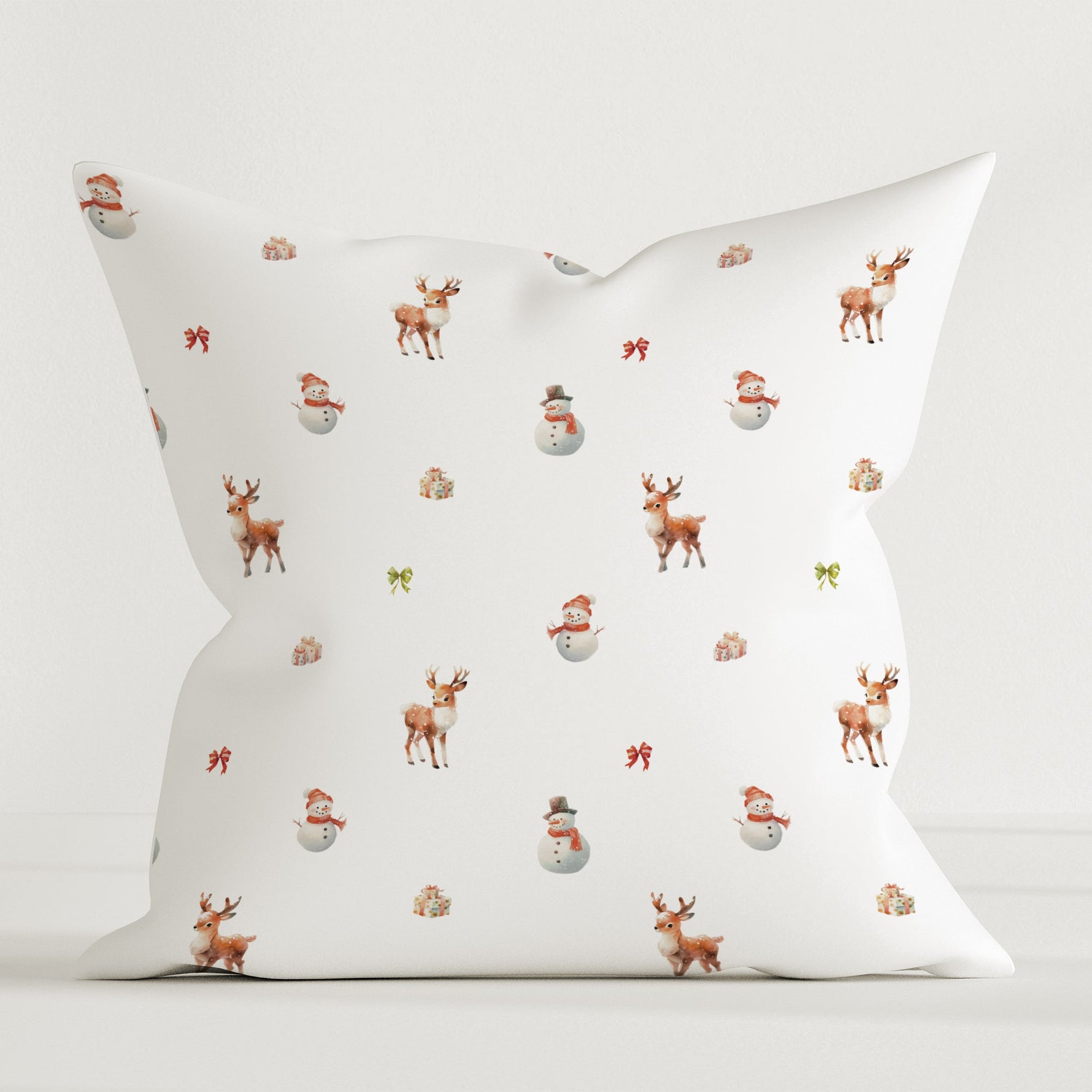 "Schneemann und Rehe" Premium Dekokissen