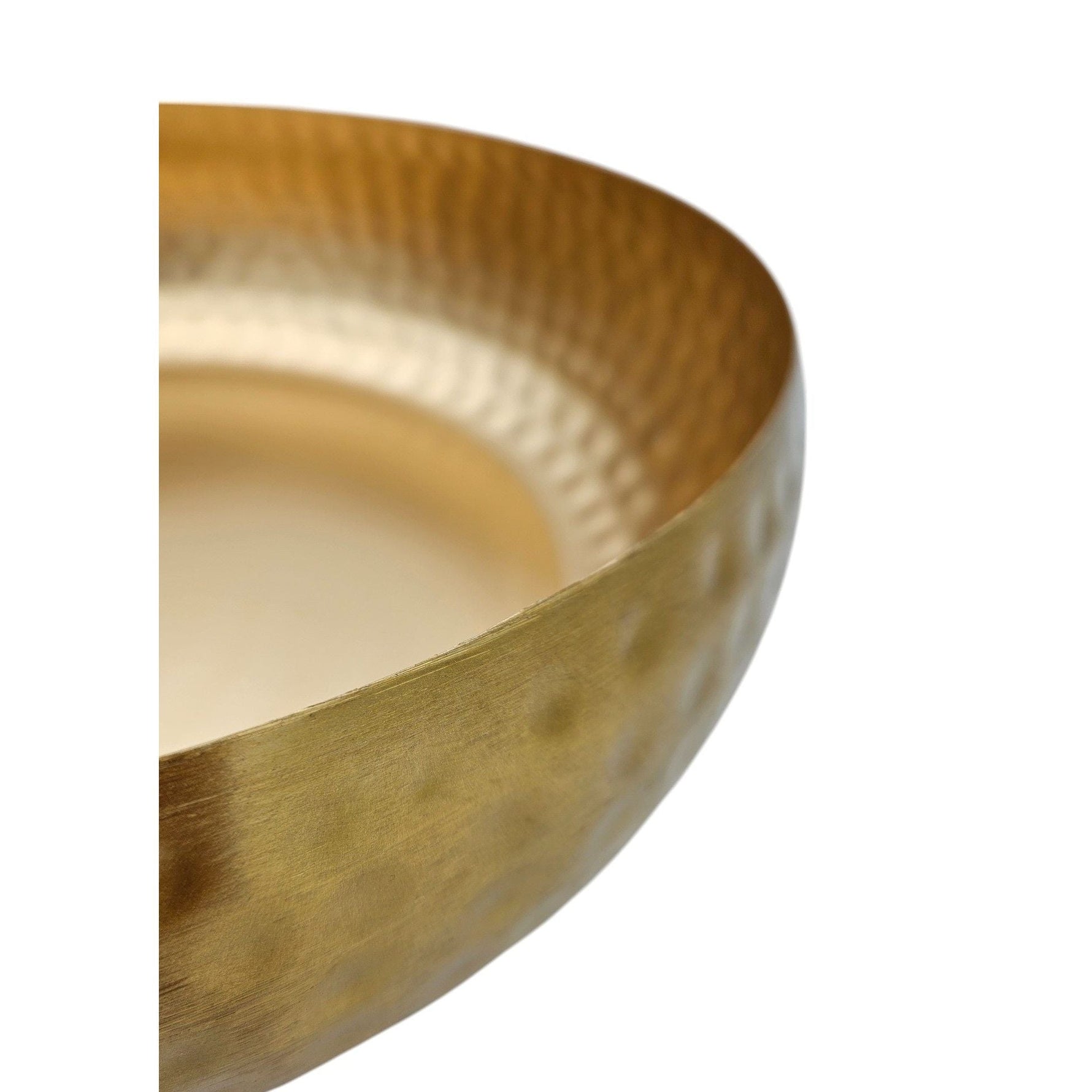 Metall Dekoschale Schale Metallschüssel rund gehämmert Hammerschlag gold 35 cm