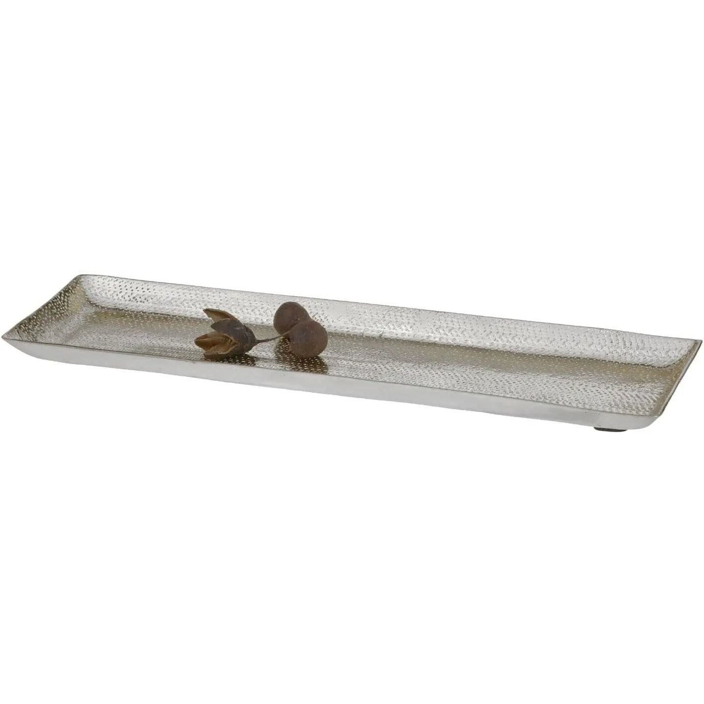 Dekoschale silber 29x9 cm Kerzentablett Metallschale Hammerschlag