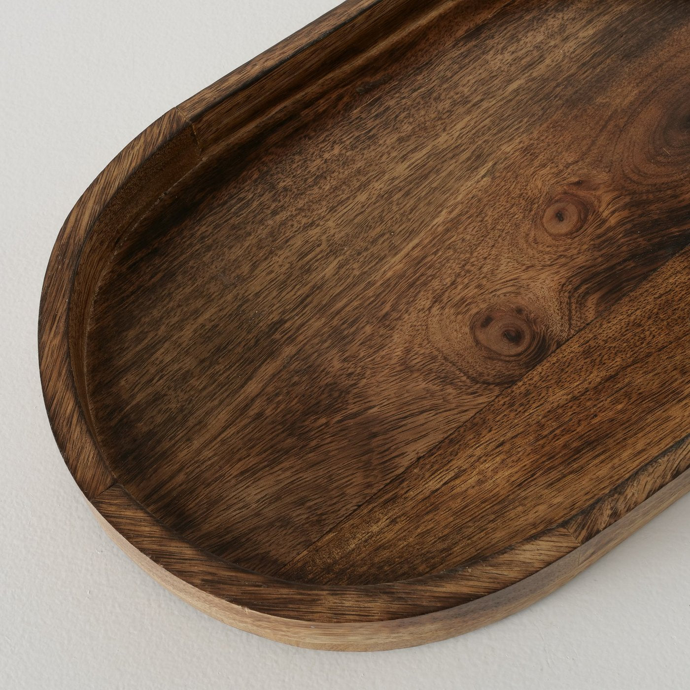 Dekotablett Denver Mangoholz Serviertablett Kerzenschale Obstschale Holz Oval