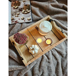 Tablett Dekotablett Holz Mango braun Deko Tischdeko Kerzentablett Holztablett Mittel: 46 x 31 cm