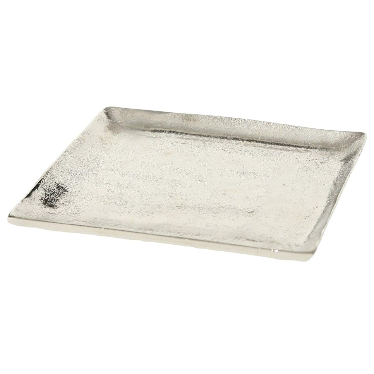Dekoschale Dekoteller Metall Kerzentablett 20x20 cm Tablett Silber Quadratisch