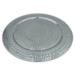 Dekoteller Kerzentablett Metallteller XXL 45 cm Hammerschlag silber Dekoschale
