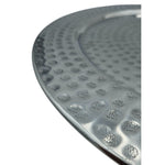 Dekoteller Kerzentablett Metallteller XXL 45 cm Hammerschlag silber Dekoschale