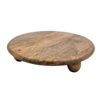 Dekoteller rund auf Füßen Kerzentablett Mangoholz 29 cm Holztablett Blumenhocker Dekorativ