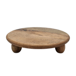 Dekoteller rund auf Füßen Kerzentablett Mangoholz 29 cm Holztablett Blumenhocker Dekorativ