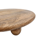 Dekoteller rund auf Füßen Kerzentablett Mangoholz 29 cm Holztablett Blumenhocker Dekorativ