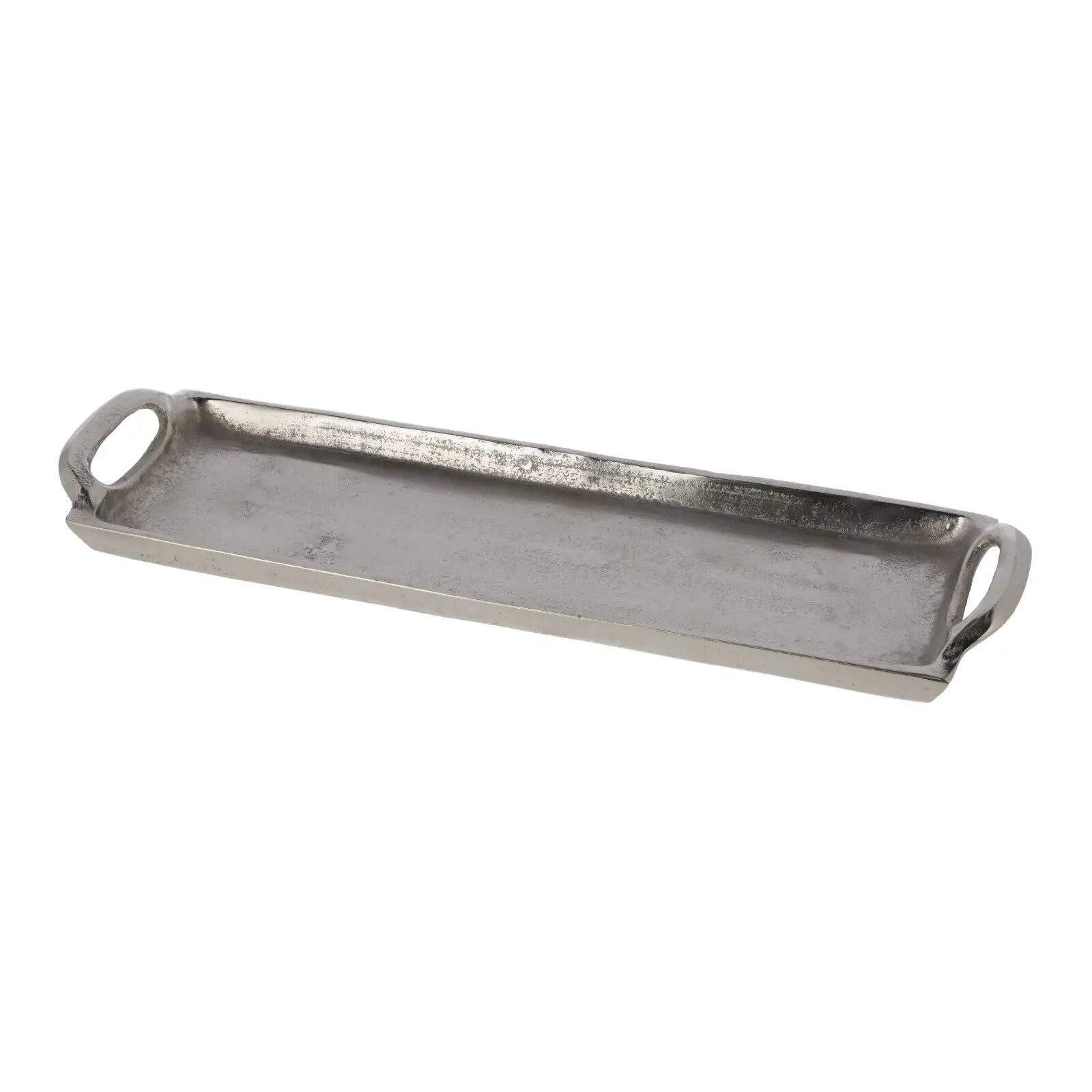 Tablett Dekotablett silber Metalltablett Metall Teller Kerzenteller 30x12 cm