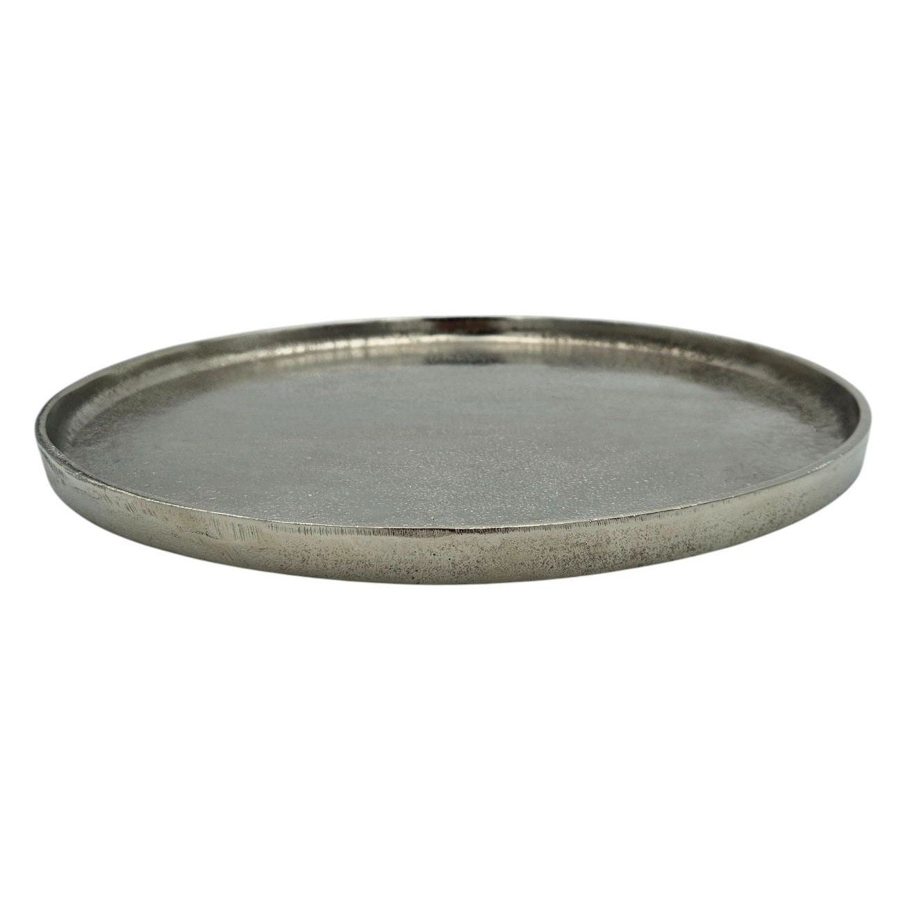Deko Teller Schale silber rund 35 cm Kerzentablett Schale Metall Dekoration schwere Qualität