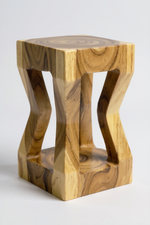 Holz Beistelltisch - Holzhocker Couchtisch Ablagetisch - Handgefertigt - Massives Suarholz - 50x28x28 cm
