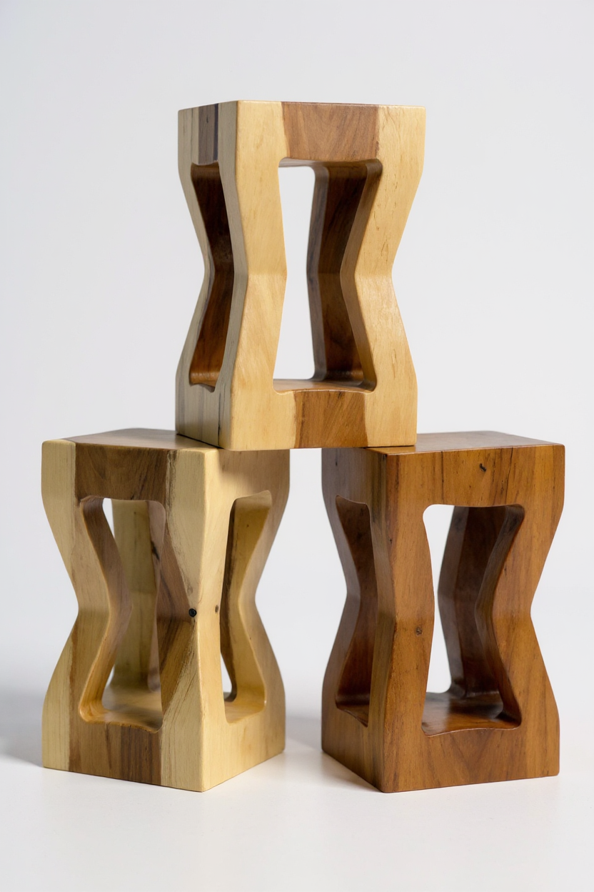 Holz Beistelltisch - Holzhocker Couchtisch Ablagetisch - Handgefertigt - Massives Suarholz - 50x28x28 cm