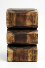 Holzhocker - Beistelltisch Blumenhocker Ablagetisch - Handgefertigt  - Flambiert Schlange aus massivem Suarholz- 50x30x30 cm
