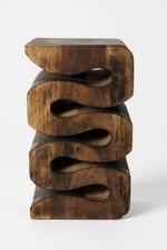 Holzhocker - Beistelltisch Blumenhocker Ablagetisch - Handgefertigt  - Flambiert Schlange aus massivem Suarholz- 50x30x30 cm