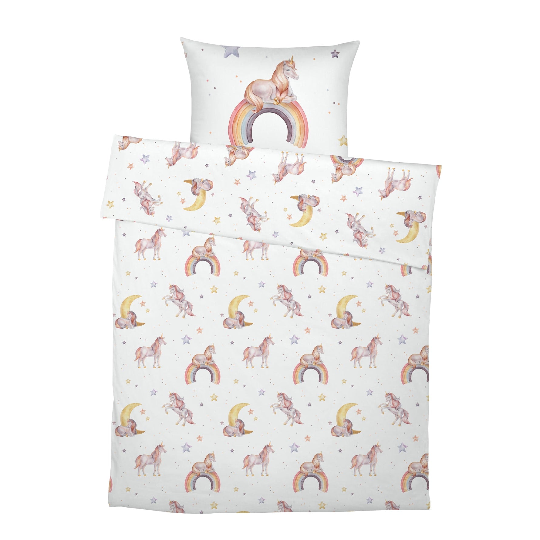"Regenbogen Einhorn" Premium Kinderbettwäsche