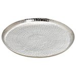 Teller Dekoteller Silber Metall rund Hammerschlag Kerzenteller Schale Ø 33 cm