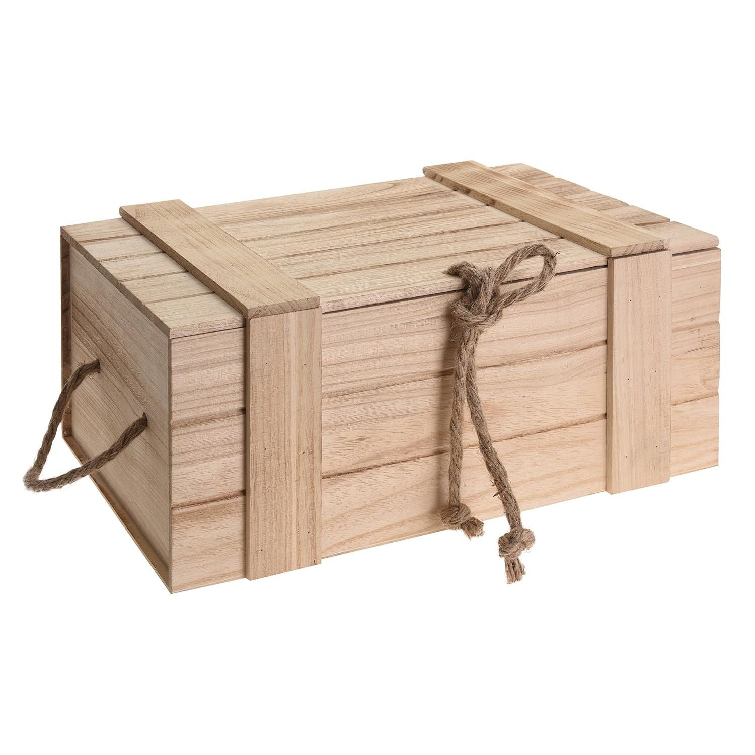 Holzkiste mit Deckel geflammt vintage alt Truhe Natur Kiste Weinkiste B-WARE