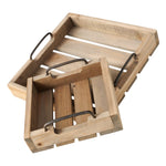 Dekotablett Serviertablett Holztablett braun 30 cm cm Holz Metallgriff dekorativ 2er Set