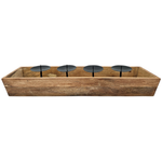 Kerzenhalter Kerzenständer Tablett Holz Mangoholz Advent Deko für 4 Kerzen 53 cm