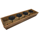 Kerzenhalter Kerzenständer Tablett Holz Mangoholz Advent Deko für 4 Kerzen 53 cm