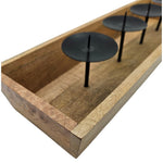 Kerzenhalter Kerzenständer Tablett Holz Mangoholz Advent Deko für 4 Kerzen 53 cm