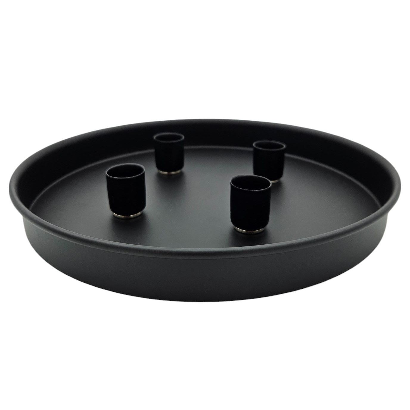 Kerzenteller Kerzentablett magnetische Kerzenhalter Tablett schwarz Metall 25 cm