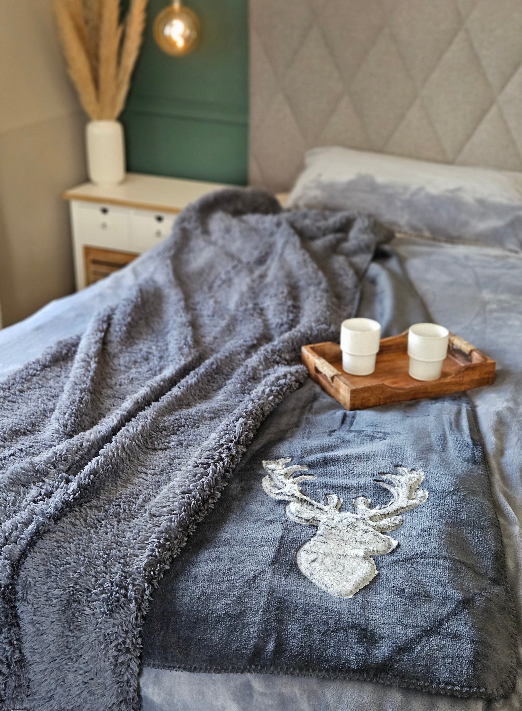 Decke Kuscheldecke Tagesdecke Wohndecke Hirsch Winter 150x200 kuschelig weich