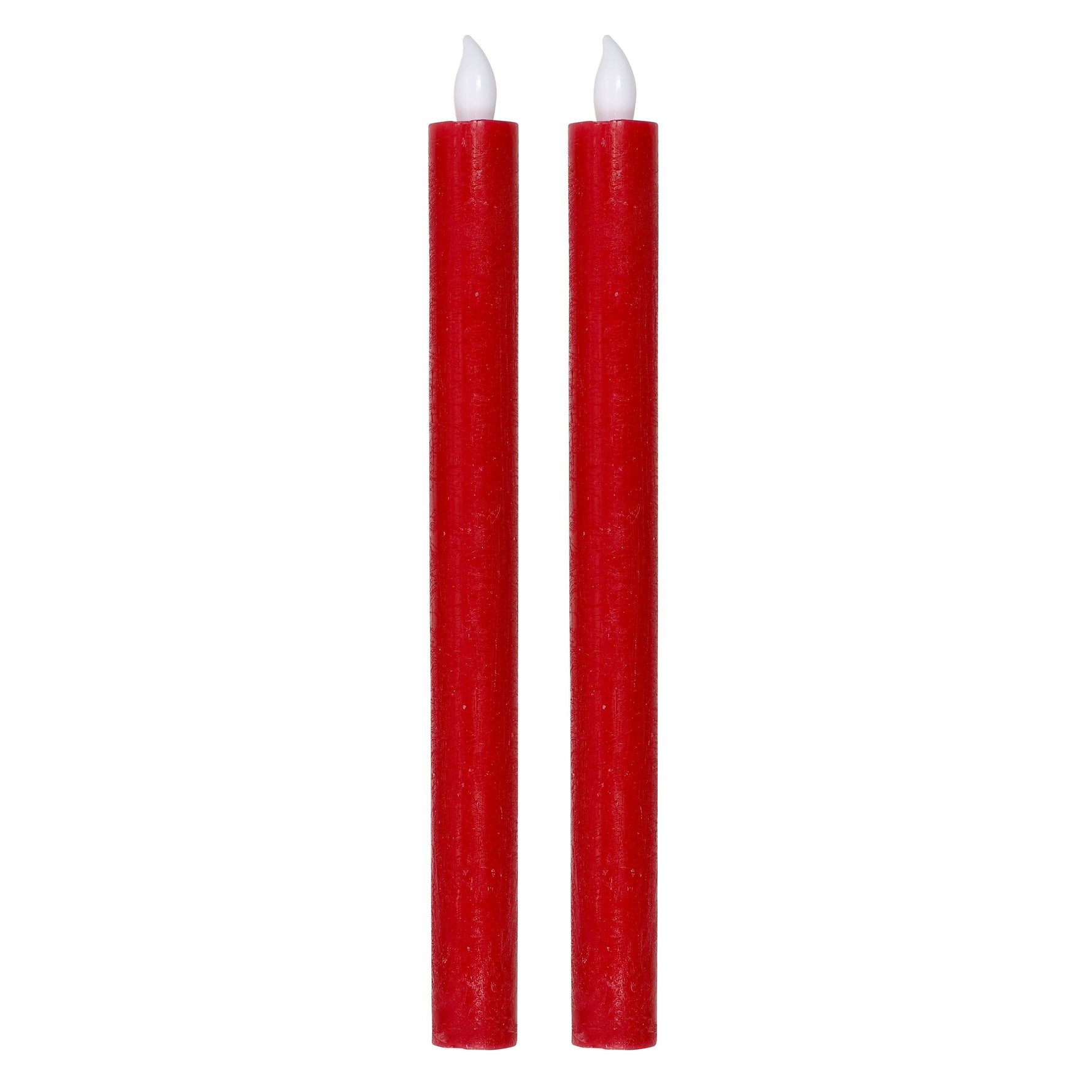Kerze LED 2er Set Batteriebetrieb warmweiß flackern Stabkerzen Creme Rot Wachs