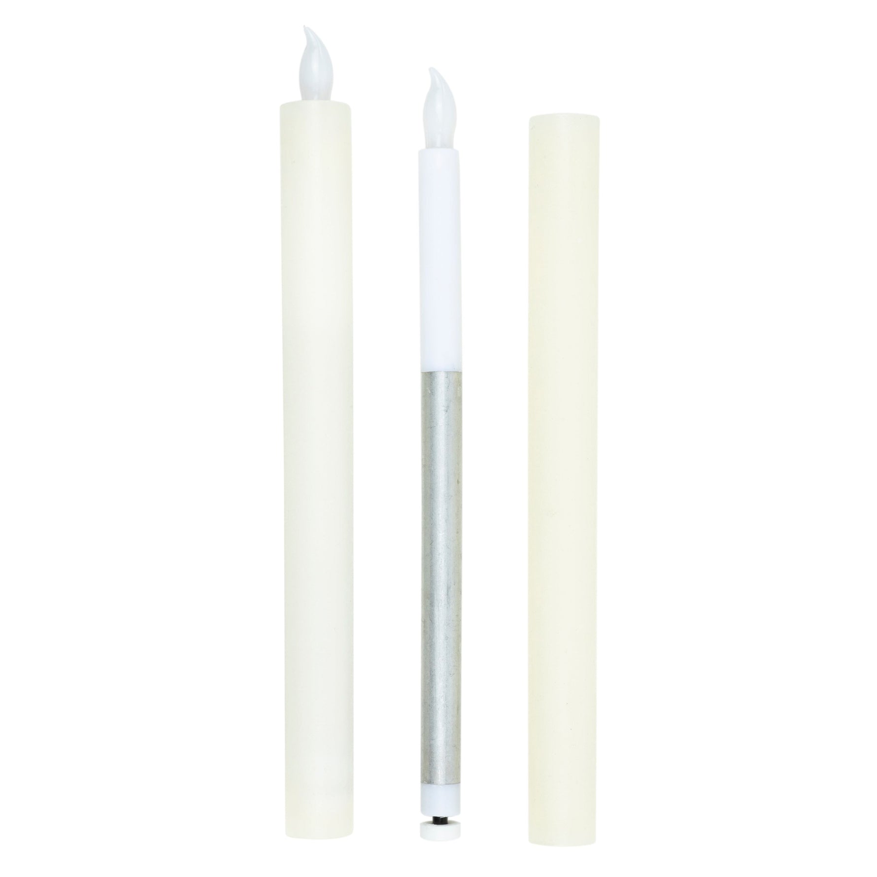Kerze LED 2er Set Batteriebetrieb warmweiß flackern Stabkerzen Creme Rot Wachs