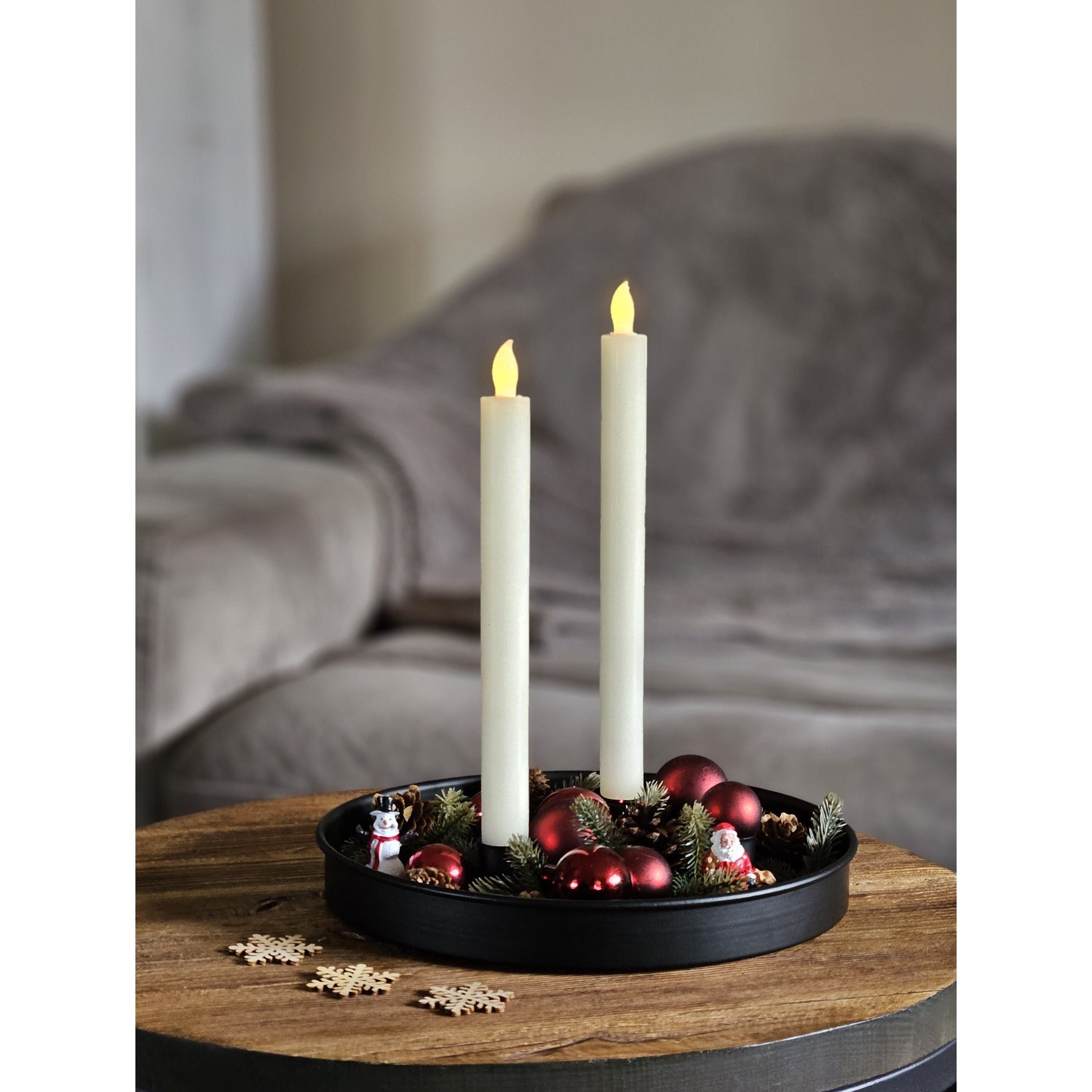 Kerze LED 2er Set Batteriebetrieb warmweiß flackern Stabkerzen Creme Rot Wachs