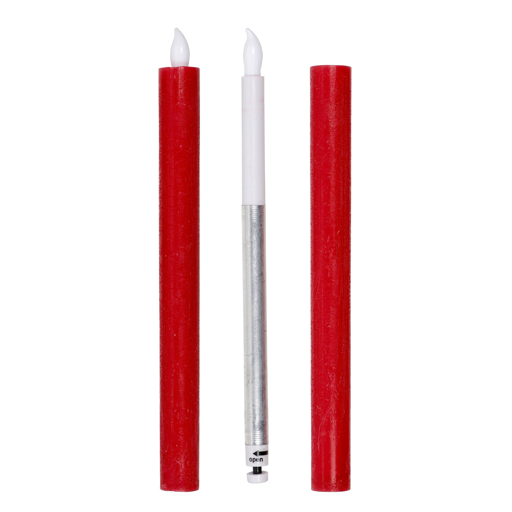 Kerze LED 2er Set Batteriebetrieb warmweiß flackern Stabkerzen Creme Rot Wachs