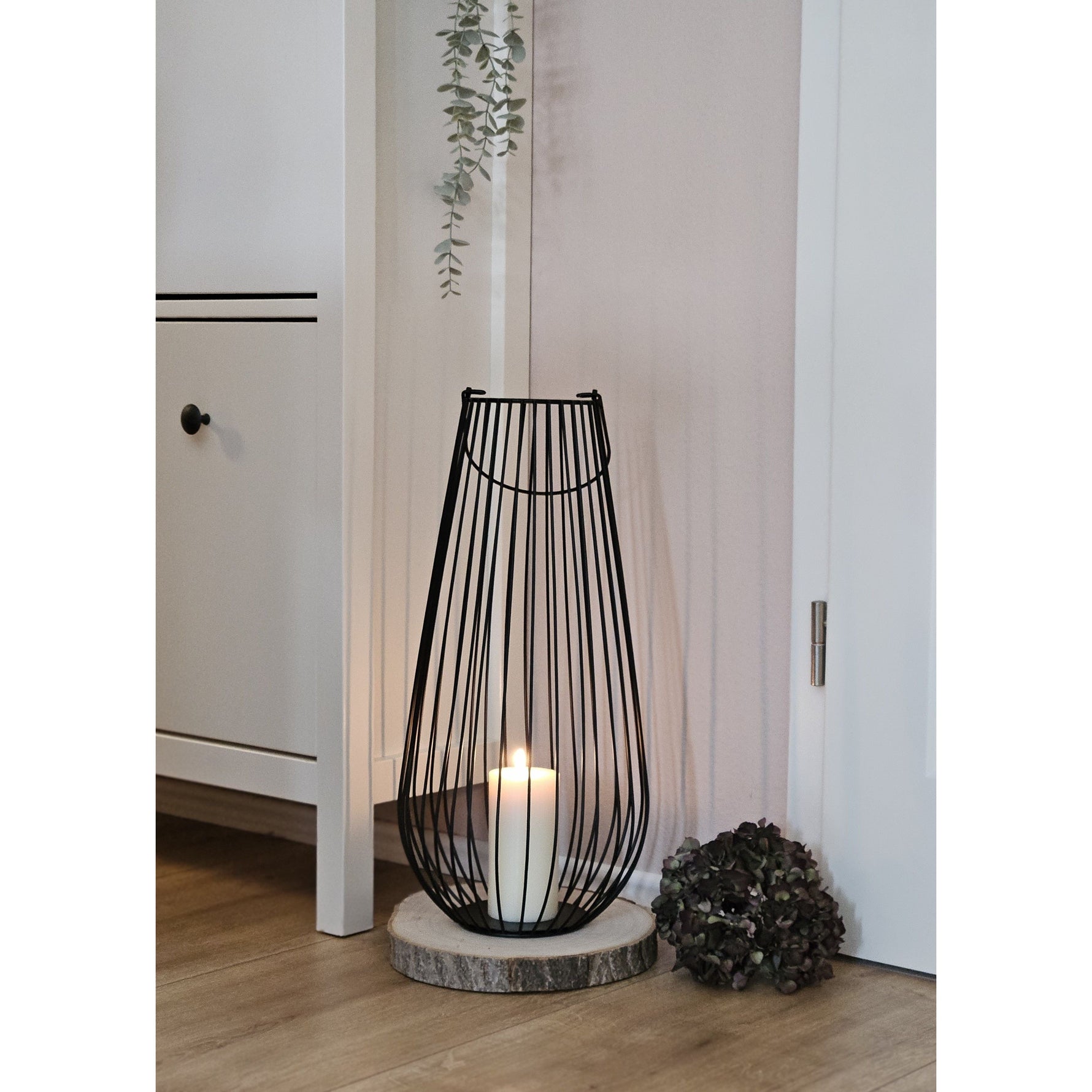 Laterne Windlicht Metalllaterne 25x50 cm Windlicht Kerzenhalter Gartenlampe schwarz