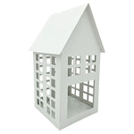 Windlicht Metall Haus weiß 2er Set Teelichthalter Deko Laternenhaus 21 cm