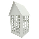 Windlicht Metall Haus weiß 2er Set Teelichthalter Deko Laternenhaus 21 cm