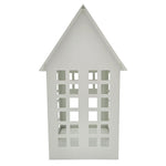 Windlicht Metall Haus weiß 2er Set Teelichthalter Deko Laternenhaus 21 cm
