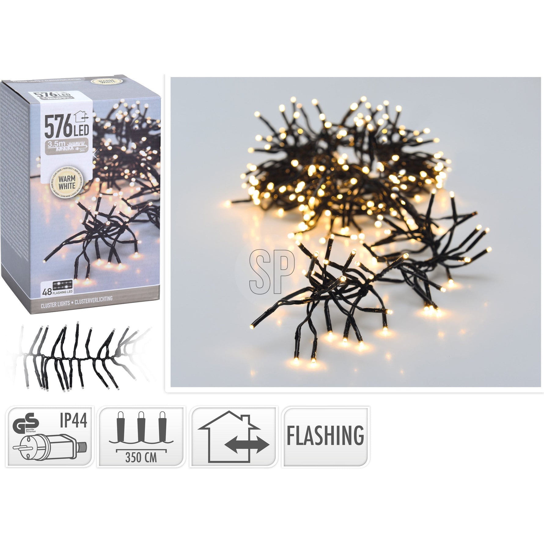Lichterkette Weihnachtsbaum LED Innen-Außen Beleuchtung warmweiß Lang 350 cm