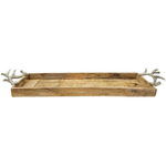 Tablett Mangoholz langes Tablett Kerzentablett Serviertablett 68 cm Holz
