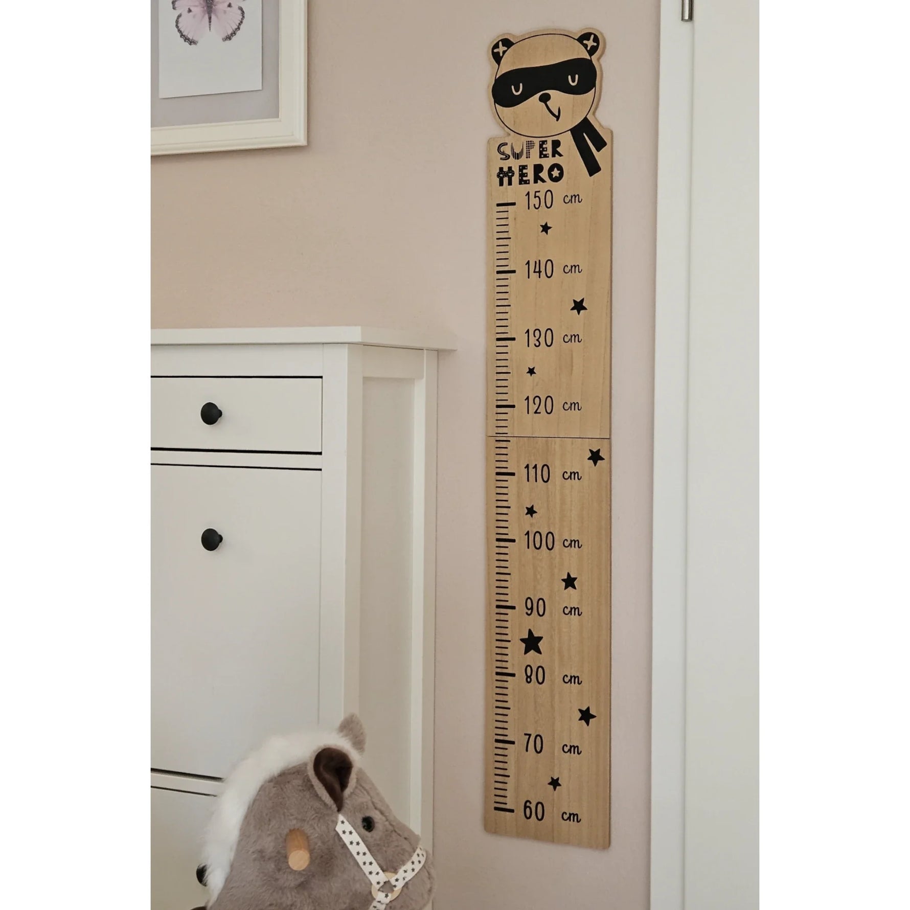 Messlatte Kinder Holz 60-150 cm Größenmesser Jungen und Mädchen Pandabär Tiger Zebra
