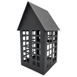 Windlicht Metall Haus schwarz 2er Set Teelichthalter Deko Laternenhaus 21 cm